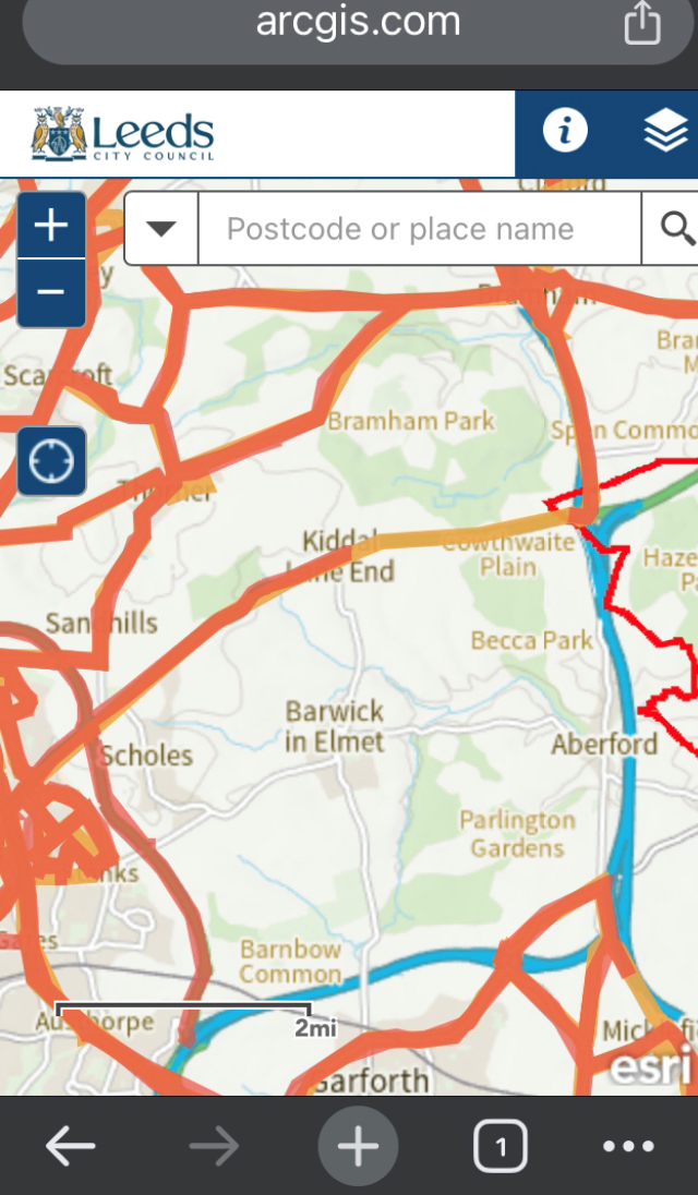 Map of gritted areas in Leeds - gritters didn't come to our village