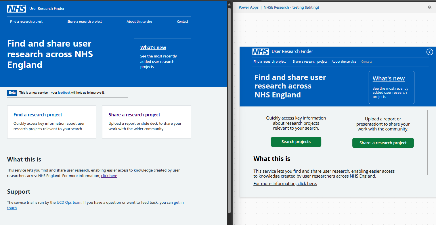 Screenshots of last two User Research finder projects