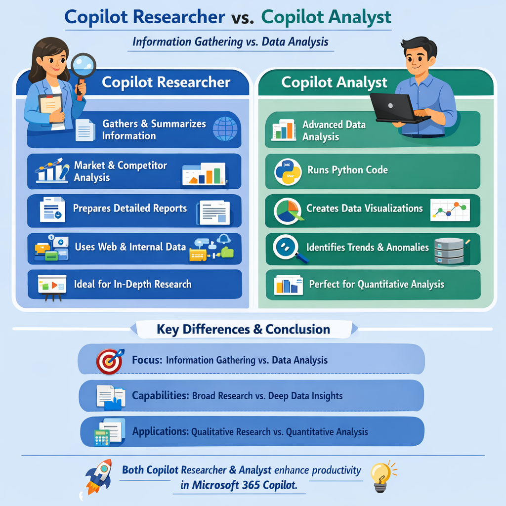 Infographic showing a comparison of Copilot agents and their benefits