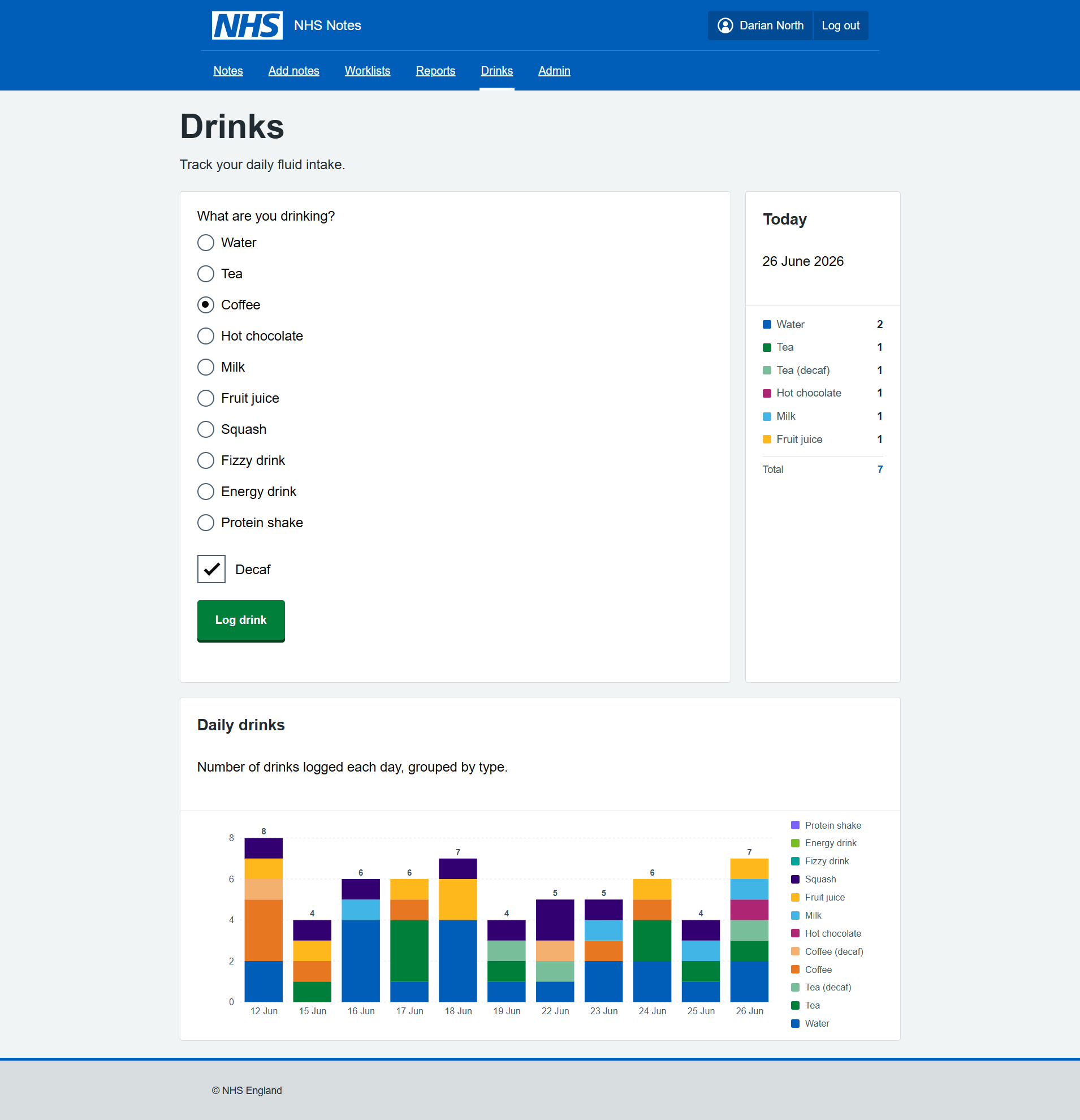Just for fun - track your drinks during the day, stay hydrated!